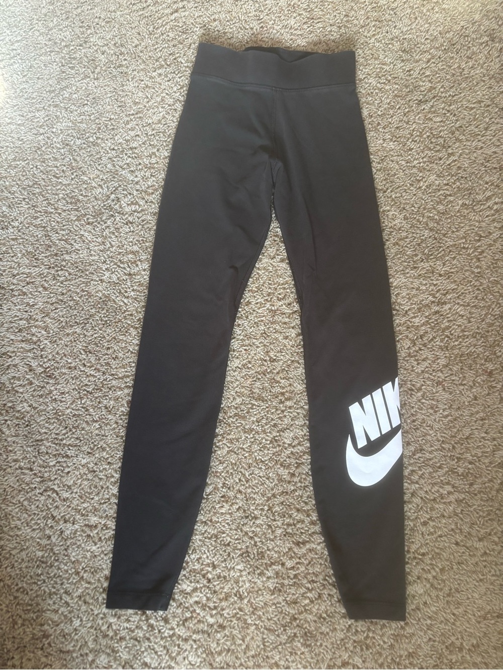 Nike Black Leggings with White Swoosh Logo